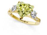 Yellow gold Fancy Yellow Heart Cut Brilliant Three-Stone Diamond Ring with Pavé Band and Four-Prong Setting_4