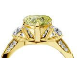 Yellow gold Fancy Yellow Heart Cut Brilliant Three-Stone Diamond Ring with Pavé Band and Four-Prong Setting_7