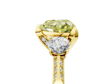 Yellow gold Fancy Yellow Heart Cut Brilliant Three-Stone Diamond Ring with Pavé Band and Four-Prong Setting_8