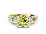 Yellow gold Fancy Yellow Heart Cut Brilliant Three-Stone Pave Band with Four-Prong Setting