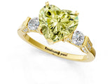 Yellow gold Fancy Yellow Heart Cut Brilliant Three-Stone Pave Band with Four-Prong Setting_1