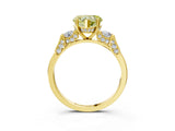 Yellow gold Fancy Yellow Heart Cut Brilliant Three-Stone Pave Band with Four-Prong Setting_3