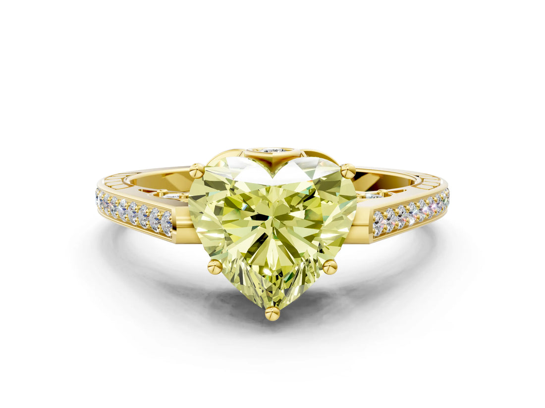 Yellow gold Fancy Yellow Heart  Cut Cathedral Pave Diamond Engagement Ring with Six-Prong Setting_33