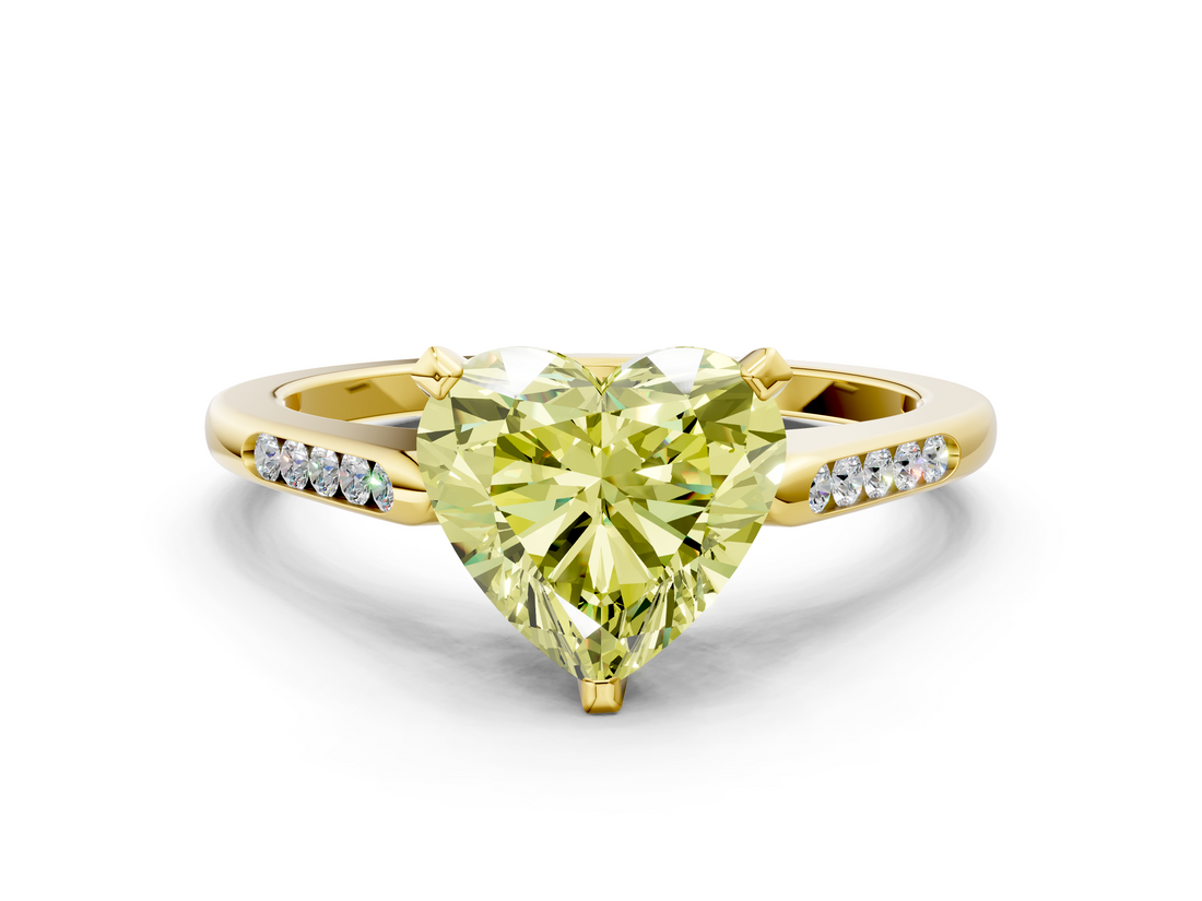 Yellow gold Fancy Yellow Heart  Cut Channel Set Solitaire Engagement Ring with Four-Prong Setting_202