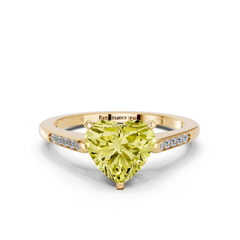 Yellow gold Fancy Yellow Heart  Cut Channel Set Solitaire Engagement Ring with Four-Prong Setting_85