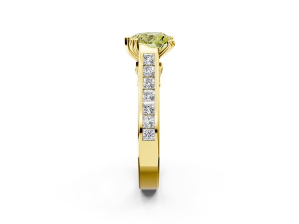 Yellow gold Fancy Yellow Heart  Cut Channel Set Solitaire Engagement Ring with Prong Setting