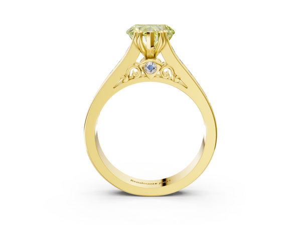 Yellow gold Fancy Yellow Heart  Cut Channel Set Solitaire Engagement Ring with Prong Setting