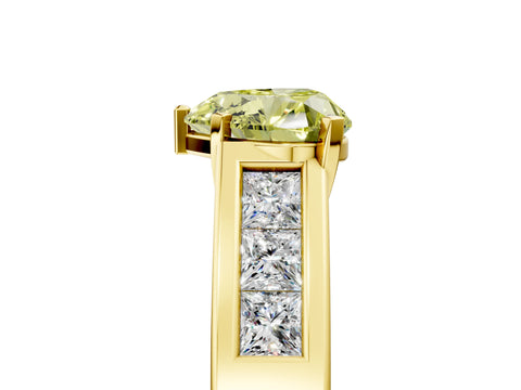 Yellow gold Fancy Yellow Heart Cut Cut Channel Set Solitaire Ring with Four-Prong Setting_5