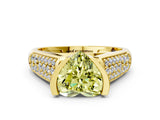 Yellow gold Fancy Yellow Heart Cut Cut Diamond Channel Set Pave Band with Tension Prong Setting