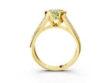 Yellow gold Fancy Yellow Heart Cut Cut Diamond Channel Set Pave Band with Tension Prong Setting_3