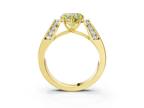 Yellow gold Fancy Yellow Heart Cut Cut Diamond Channel Set Solitaire Ring with Four-Prong Setting_3