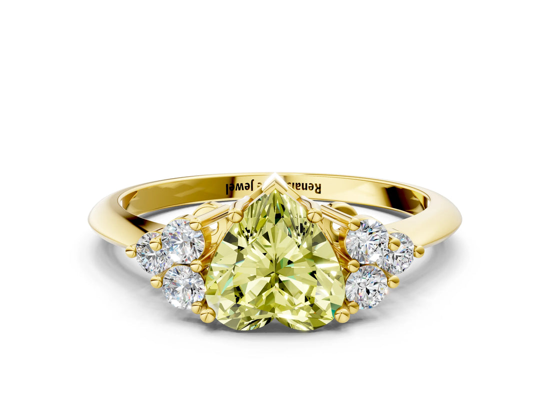 Yellow gold Fancy Yellow Heart Cut Cut Diamond Cluster Ring with Solitaire Band and Four-Prong Setting_12