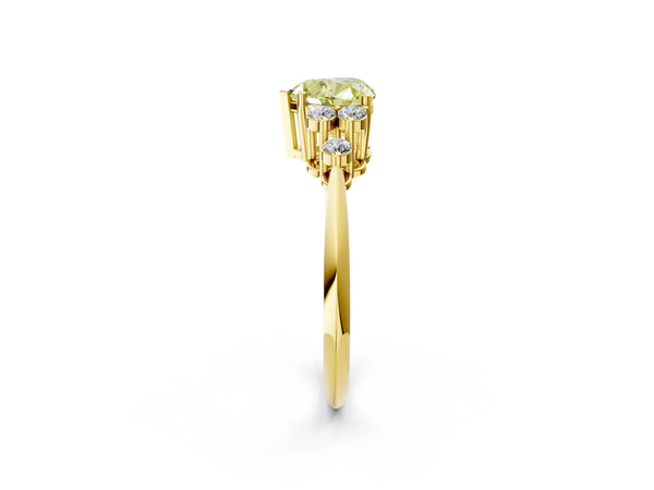 Yellow Gold Heart-Shaped Cluster Accent Engagement Ring Setting for Fancy Yellow Center