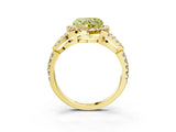 Yellow gold Fancy Yellow Heart Cut Cut Diamond Halo Engagement Ring with Open Split Pavé Band_3