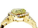 Yellow gold Fancy Yellow Heart Cut Cut Diamond Halo Engagement Ring with Open Split Pavé Band_4