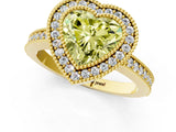 Yellow gold Fancy Yellow Heart Cut-Cut Diamond Halo Engagement Ring with Pave Band and Prong Setting_1