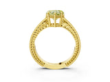 Yellow gold Fancy Yellow Heart Cut Cut Diamond Milgrain Pave Band Four-Prong Setting Ring_6