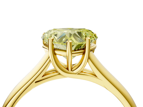 Yellow gold Fancy Yellow Heart Cut Cut Diamond Solitaire Engagement Ring with Tapered Plain Band and Four-Prong Setting_4