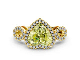 Yellow gold Fancy Yellow Heart Cut Cut Halo Diamond Infinity Band with Four-Prong Setting