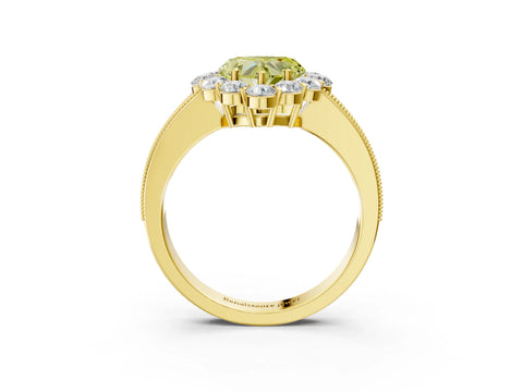 Yellow gold Fancy Yellow Heart Cut Cut Halo Diamond Pavé Engagement Ring with Milgrain Detailing_3