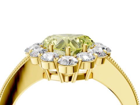 Yellow gold Fancy Yellow Heart Cut Cut Halo Diamond Pavé Engagement Ring with Milgrain Detailing_4