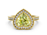 Yellow gold Fancy Yellow Heart Cut Cut Halo Pavé Diamond Ring