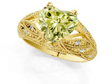 Yellow gold Fancy Yellow Heart Cut Cut Milgrain Pave Diamond Engagement Ring with Four-Prong Setting_4