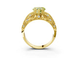 Yellow gold Fancy Yellow Heart Cut Cut Milgrain Pave Diamond Engagement Ring with Four-Prong Setting_6