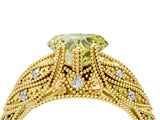 Yellow gold Fancy Yellow Heart Cut Cut Milgrain Pave Diamond Engagement Ring with Four-Prong Setting_7