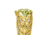 Yellow gold Fancy Yellow Heart Cut Cut Milgrain Pave Diamond Engagement Ring with Four-Prong Setting_8