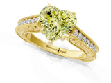 Yellow gold Fancy Yellow Heart Cut Cut Pave Band Milgrain Solitaire Ring_1