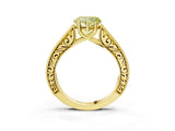 Yellow gold Fancy Yellow Heart Cut Cut Pave Band Milgrain Solitaire Ring_3