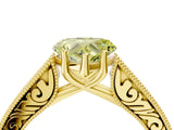 Yellow gold Fancy Yellow Heart Cut Cut Pave Band Milgrain Solitaire Ring_4