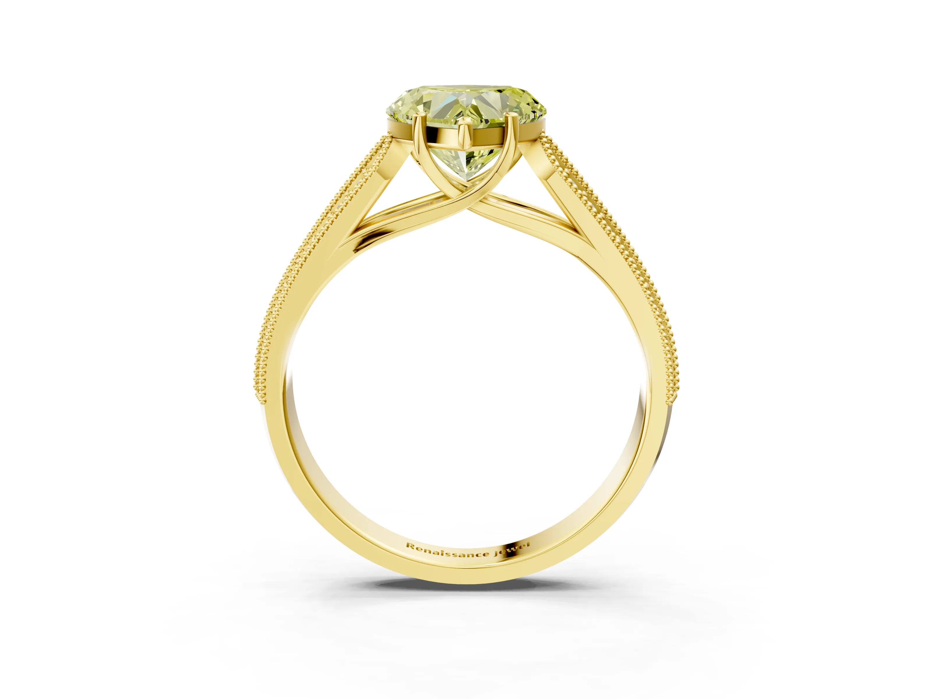 Yellow gold Fancy Yellow Heart Cut Cut Pave Split Shank Engagement Ring with Four-Prong Setting_3