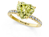 Yellow gold Fancy Yellow Heart Cut Diamond Brilliant Solitaire Ring with Pavé Band and Four-Prong Setting_13