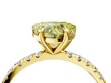 Yellow gold Fancy Yellow Heart Cut Diamond Brilliant Solitaire Ring with Pavé Band and Four-Prong Setting_16