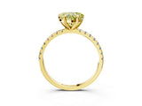Yellow gold Fancy Yellow Heart Cut Diamond Brilliant Solitaire Ring with Pavé Band and Four-Prong Setting_3