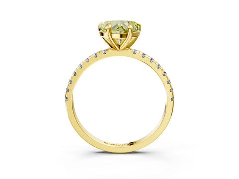 Yellow gold Fancy Yellow Heart Cut Diamond Brilliant Solitaire Ring with Pavé Band and Four-Prong Setting_3