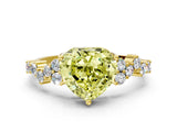 Yellow gold Fancy Yellow Heart Cut Diamond Cluster Pavé Band with Four-Prong Setting_12