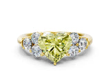 Yellow gold Fancy Yellow Heart  Cut Diamond Cluster Ring with Round Accent Stones and Prong Setting on a Classic Band_49