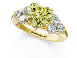 Yellow gold Fancy Yellow Heart  Cut Diamond Cluster Ring with Round Accent Stones and Prong Setting on a Classic Band_50