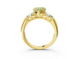 Yellow gold Fancy Yellow Heart  Cut Diamond Cluster Ring with Round Accent Stones and Prong Setting on a Classic Band_52