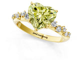 Yellow gold Fancy Yellow Heart Cut Diamond Cluster Side Stone Solitaire Ring with Prong Setting_84