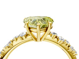 Yellow gold Fancy Yellow Heart Cut Diamond Cluster Side Stone Solitaire Ring with Prong Setting_87