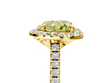 Yellow gold Fancy Yellow Heart Cut Diamond Cushion Halo Ring with Pavé Band_5