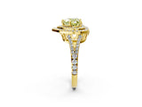 Yellow gold Fancy Yellow Heart Cut Diamond Double Halo Ring with Pavé Band and Prong Setting_78