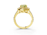 Yellow gold Fancy Yellow Heart Cut Diamond Double Halo Ring with Pavé Band and Prong Setting_79