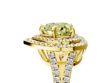 Yellow gold Fancy Yellow Heart Cut Diamond Double Halo Ring with Pavé Band and Prong Setting_81