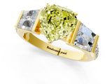 Yellow gold Fancy Yellow Heart Cut Diamond Engagement Ring with Baguette Side Stones and Channel Set Band_21
