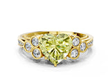 Yellow gold Fancy Yellow Heart  Cut Diamond Engagement Ring with Bezel Set Round Side Stones and Prong Setting_49